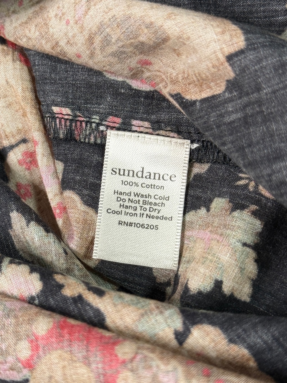 Sundance Blouse Floral Half Button Cotton Lace Detail Black Size M - Picture 13 of 13